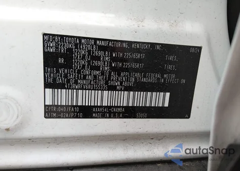 2024 Toyota Rav4 Hybrid Xle z USA, uszkodzony, nr VIN 4T3RWRFV6RU155335